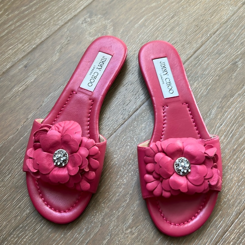 Jimmy Choo leather slides